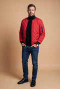 Men's Jacket Diamond Pattern in Red — studio front