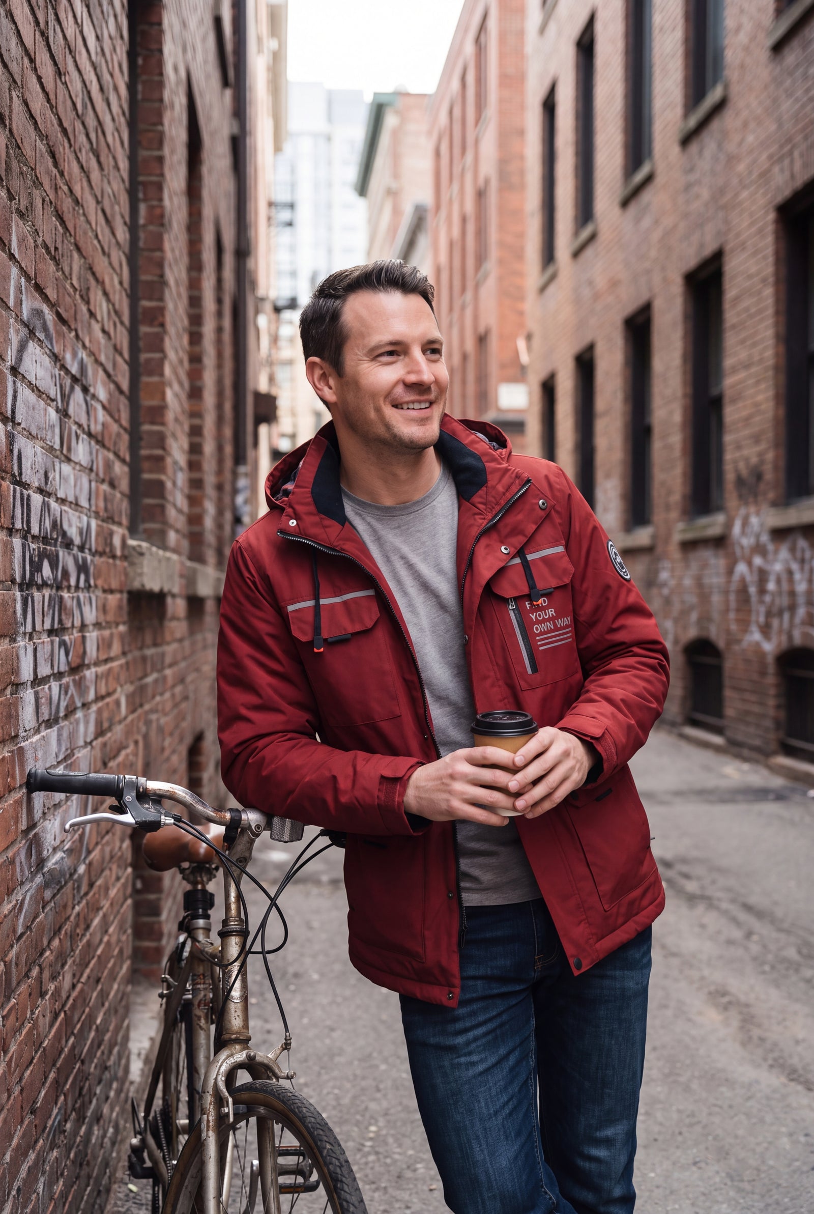 Men's Jacket Waterproof Regular Fit in Red — secondary