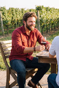 Men's Shirt Button Pockets Long Sleeve in Red — lifestyle vineyard