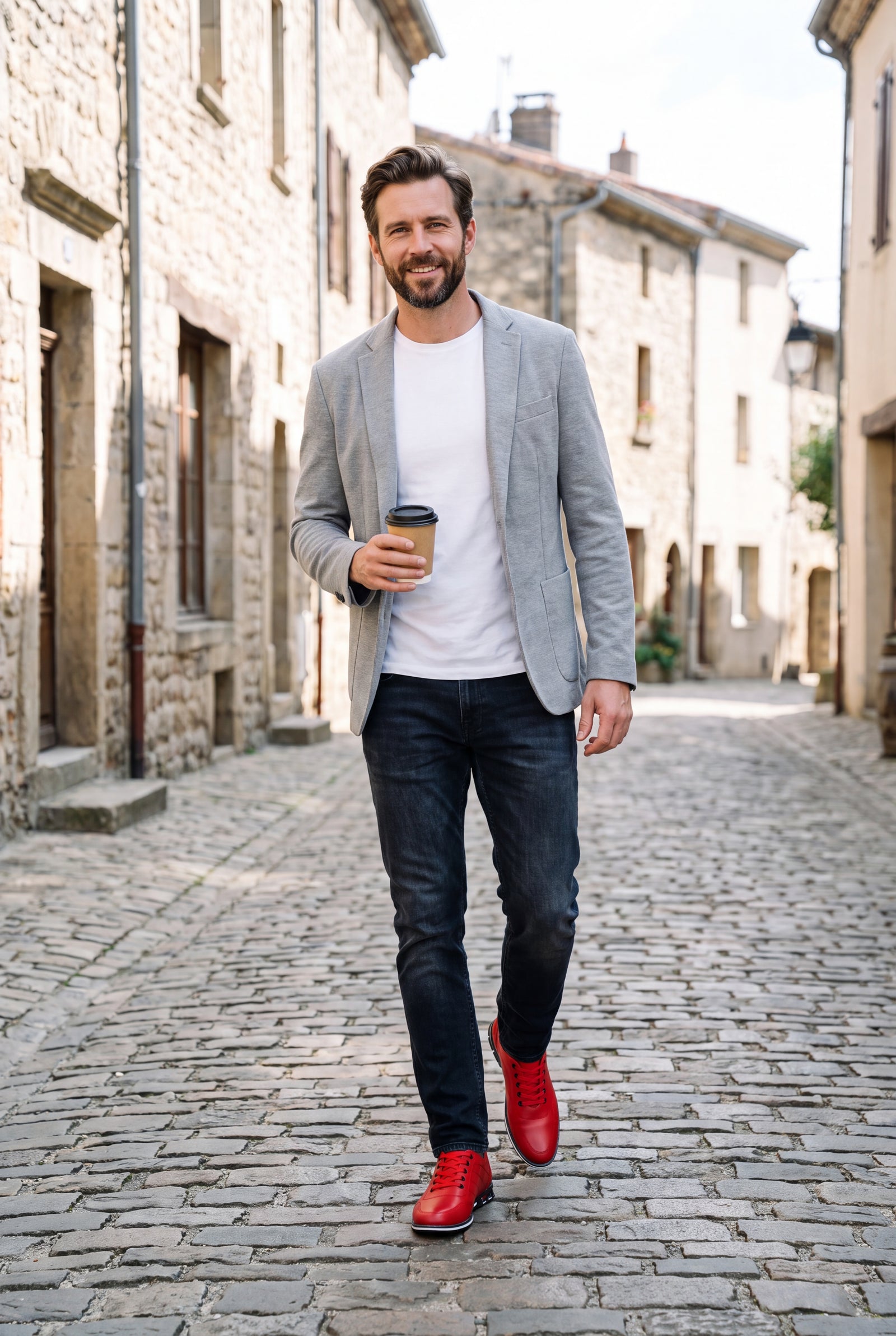 Men's Sneakers Quilted Low Top in Red — secondary lifestyle