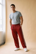 Men's Trousers Elastic Waist Relaxed Fit in Red — studio front