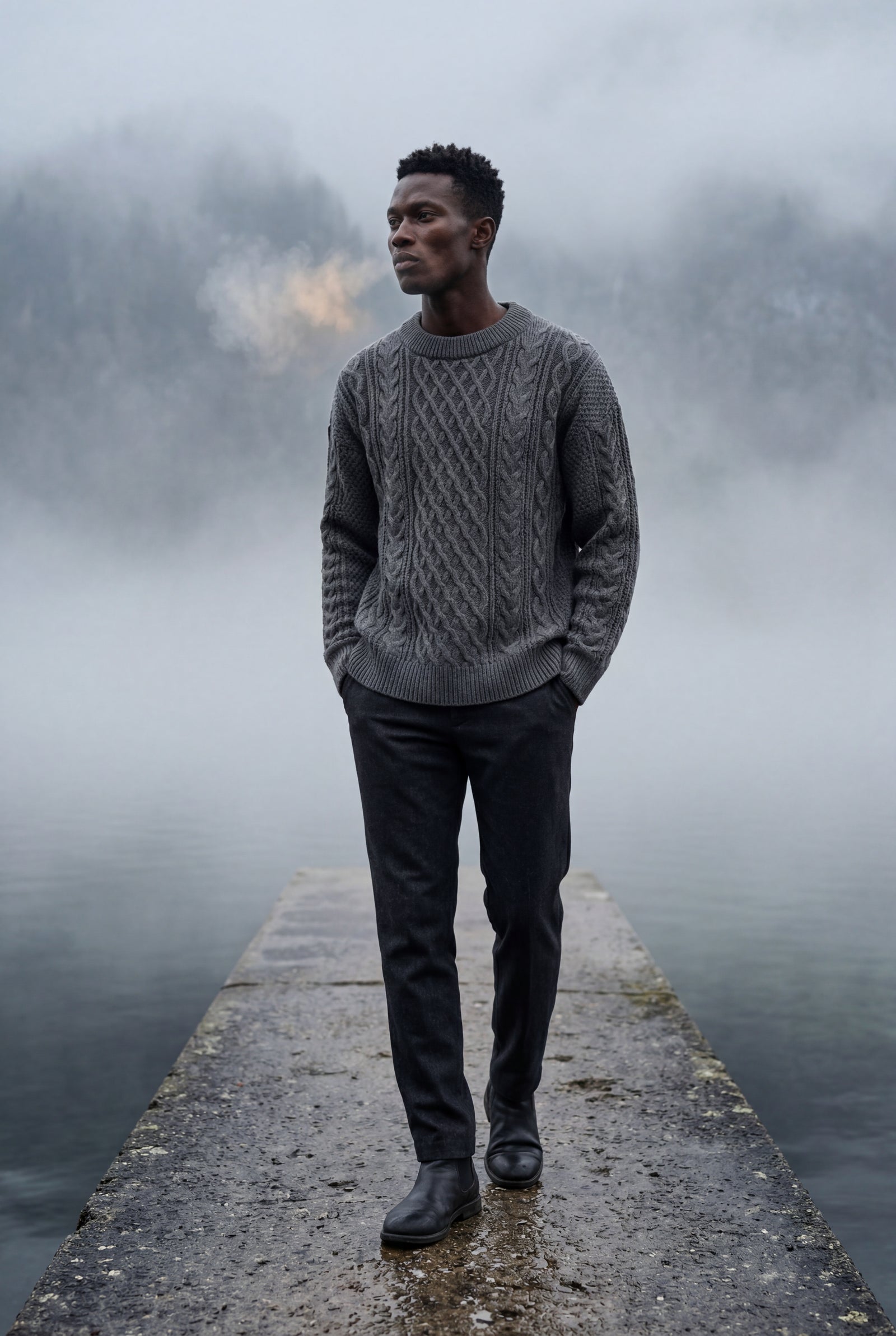 Gray Men's Cable Crew Neck Classic Fit Sweater - Long sleeve sweater - Photo 11