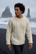 Ivory Men's Cable Crew Neck Classic Fit Sweater - Long sleeve sweater - Photo 13