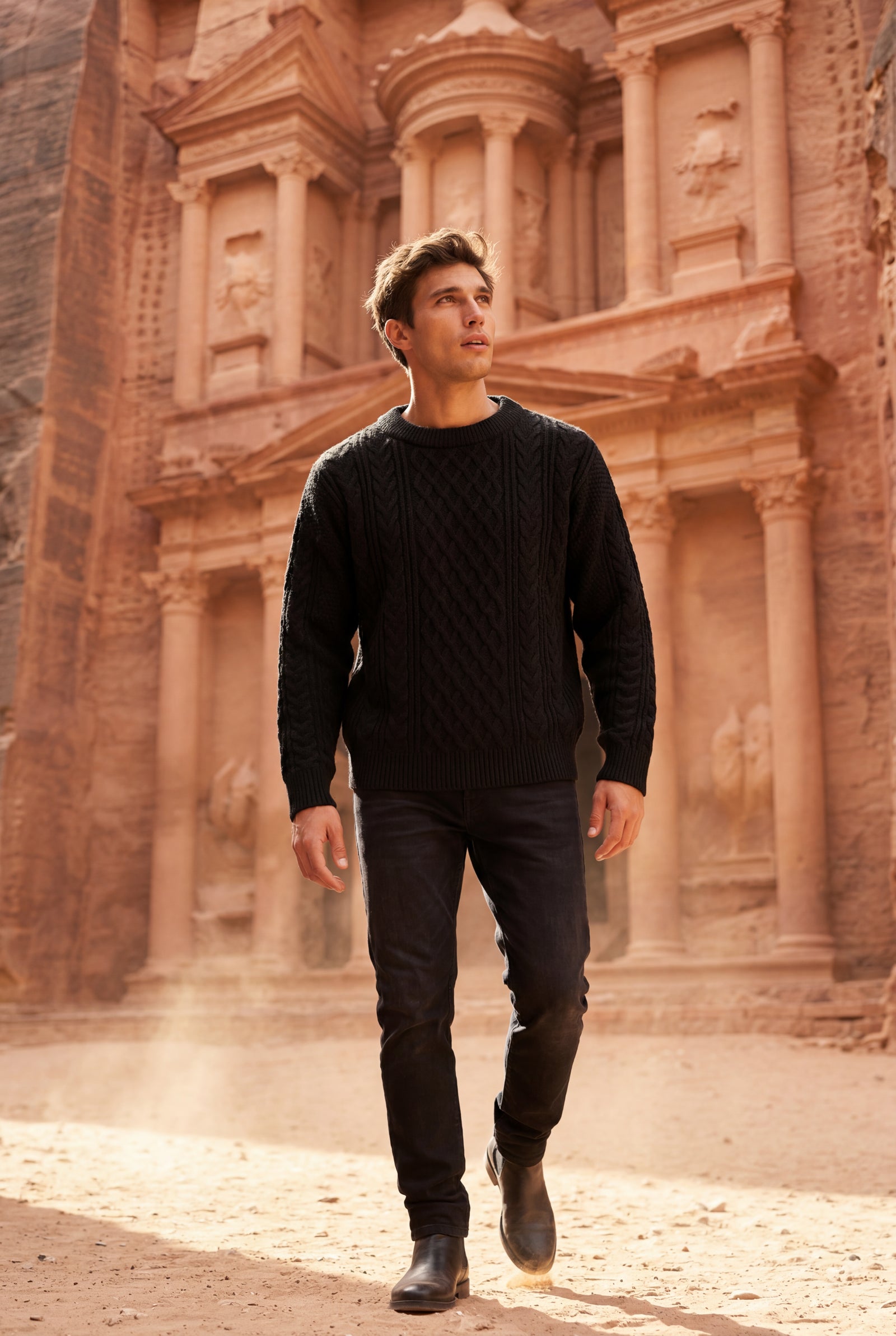 Black Men's Cable Crew Neck Classic Fit Sweater - Long sleeve sweater - Photo 14