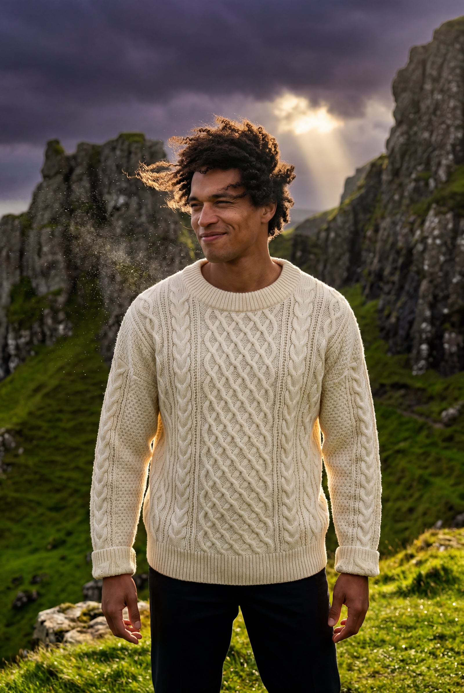 Ivory Men's Cable Crew Neck Classic Fit Sweater - Long sleeve sweater - Photo 19