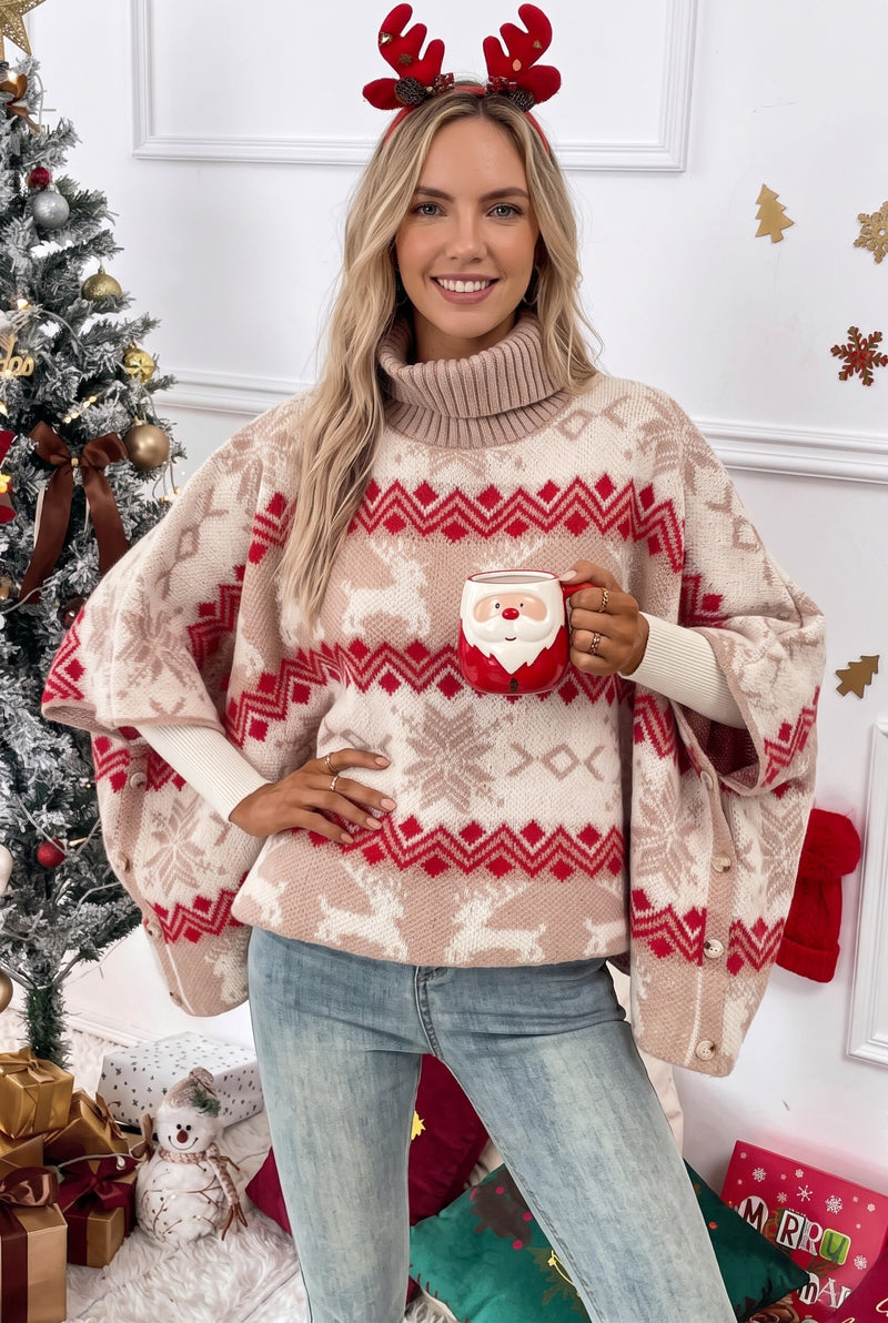 Oversized Turtleneck Sweater in Red — Stilenza main image