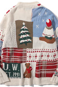 Patchwork Knit Sweater in Red — back