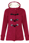 Plush-Lined Hood Duffle Coat in Red — front view