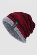 Plush-Lined Slouchy Beanie in Red — studio front