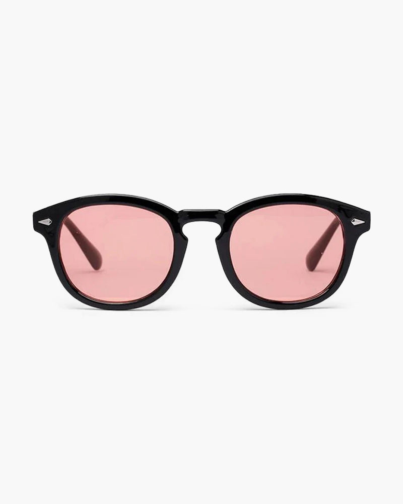 Red Round Frame Blue Lens Fashion Sunglasses - Photo 6