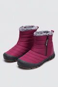 Side-Zip Insulated Snow Boots in Red — studio front