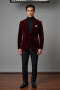 Red Single Button Slim Fit Tailored Blazer - Tailored blazers - Photo 3