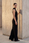 Black Sleeveless Mock Neck Wide Leg Jumpsuit - Photo 9