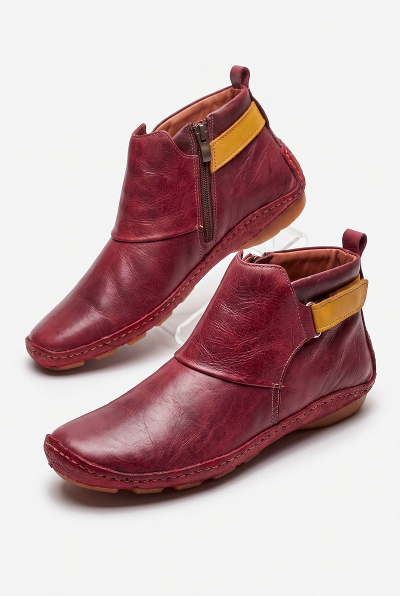 Women's Ankle Boots Vintage Style in Red — product shot