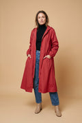 Women's Raincoat Long Elegant in Red — studio full