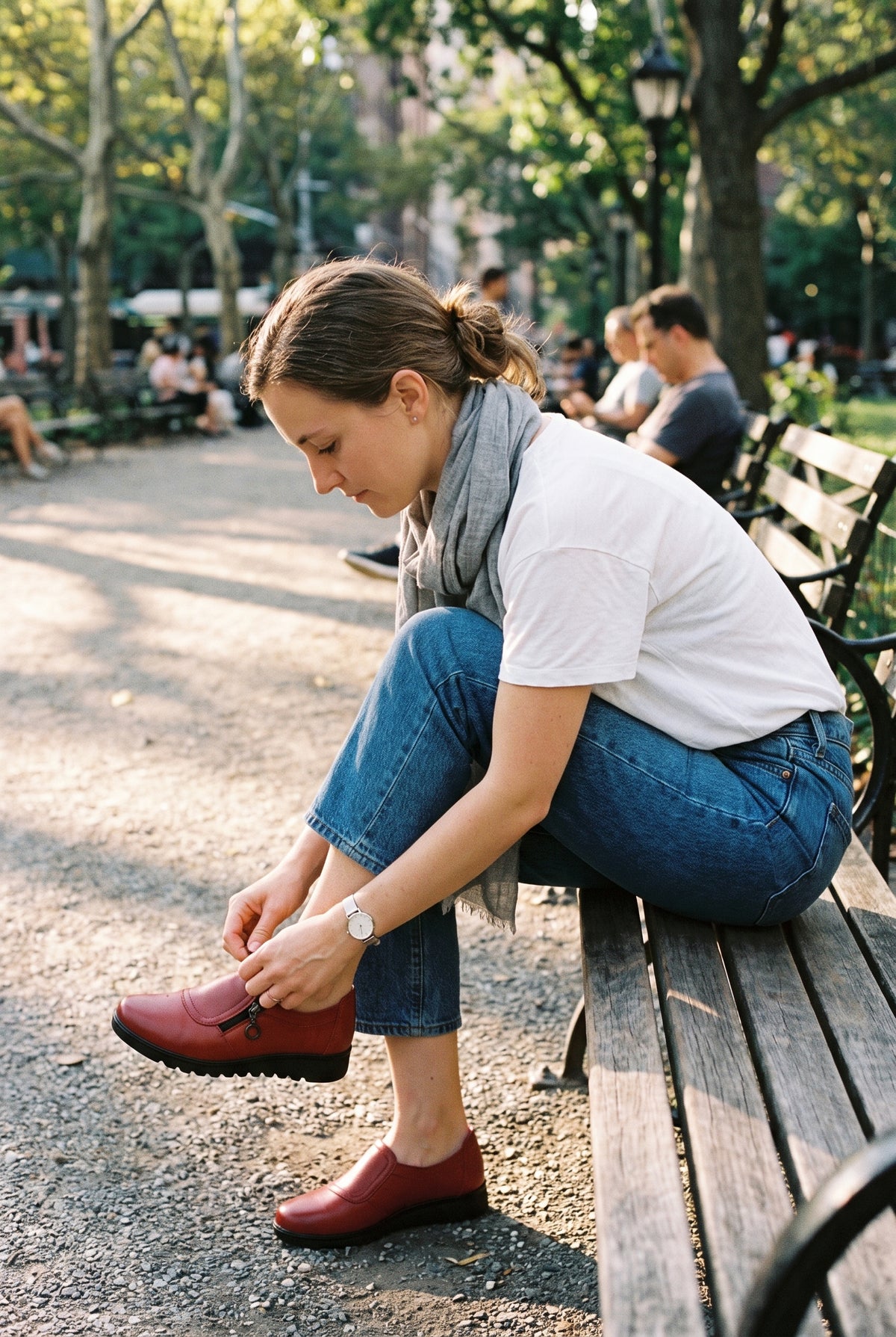 Women's Slip-On Shoes in Red — lifestyle shot