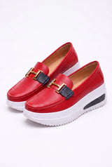 Women's Slip-On Sneakers Thick Sole in Red — primary packshot