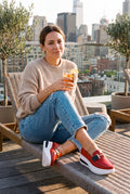 Women's Slip-On Sneakers Thick Sole in Red — secondary lifestyle