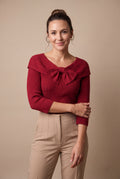 Women's Sweater Bow Detail in Red — primary studio