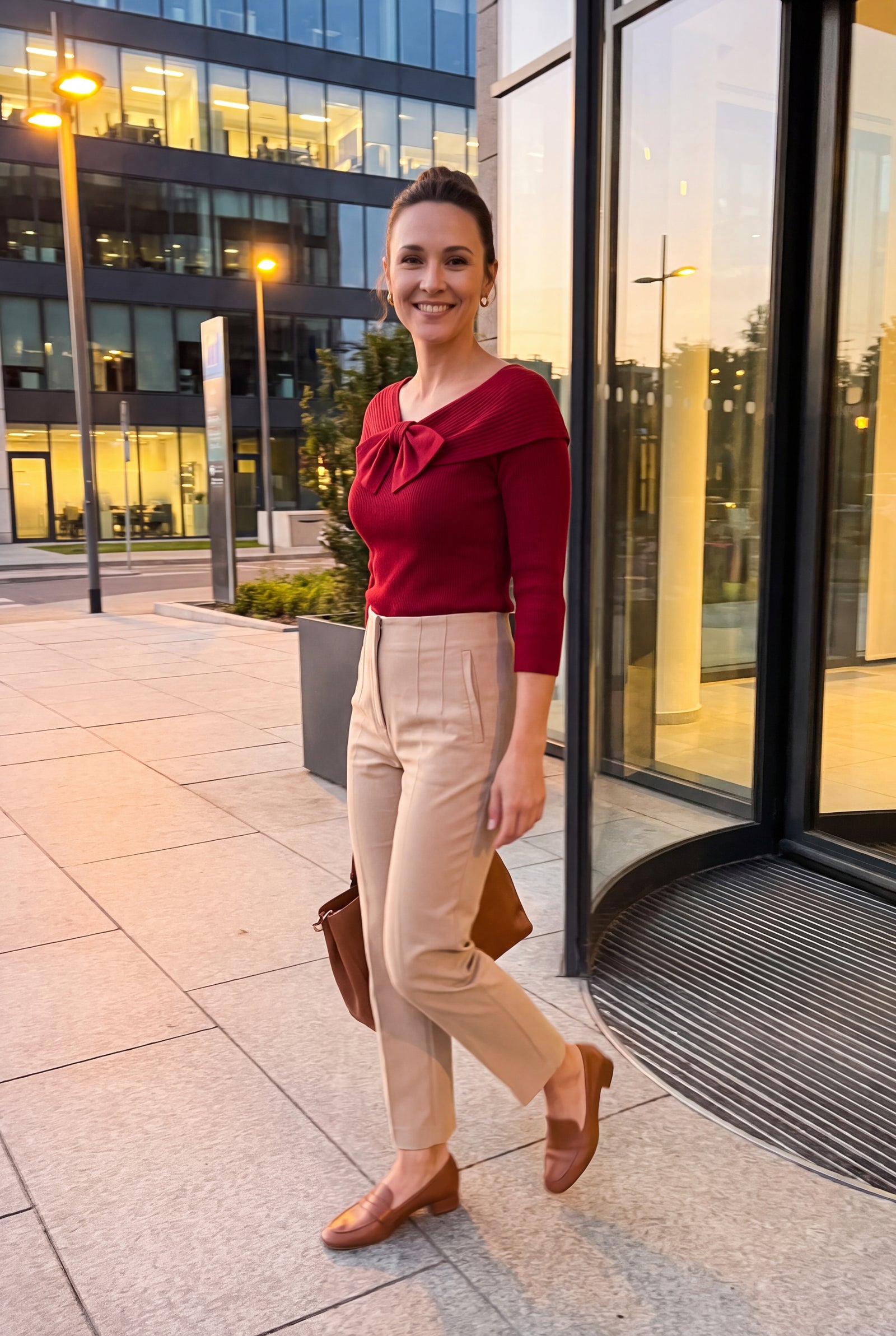 Women's Sweater Bow Detail in Red — secondary lifestyle