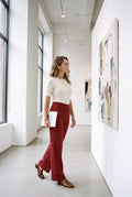 Women's Trousers High Waist Wide Leg in Red — lifestyle art gallery