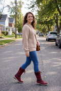 Women's Winter Boots Lace-Up High-Rise in Red — lifestyle weekend