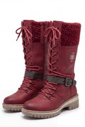 Women's Winter Boots Lace-Up High-Rise in Red — product clean