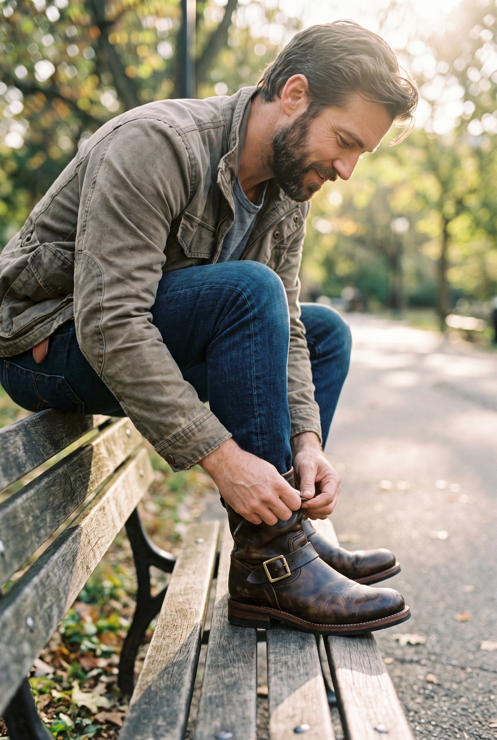 Men's Boots Vintage Style in Retro Brown — secondary lifestyle