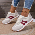 Rose Red Retro Color-block Lace-up Walking Sneakers - Walking shoes - Photo 8