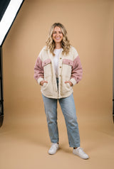 Women's Sherpa Jacket Relaxed Fit in Rose — studio primary