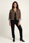 Brown Brown Leopard Print Cropped Jacket with Boxy Fit - Denim jackets - Photo 1
