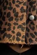 Brown Brown Leopard Print Cropped Jacket with Boxy Fit - Denim jackets - Photo 3