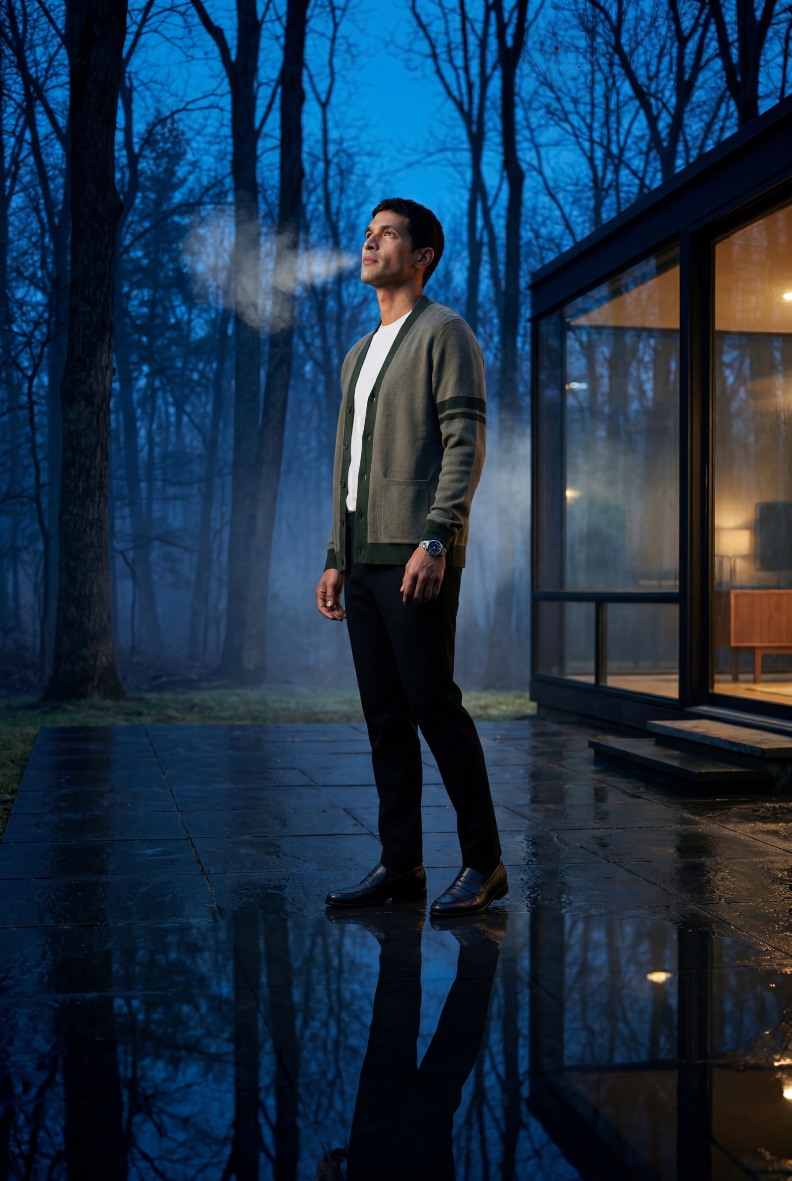 Taupe Contrast Stripe Sleeve Button-front Cardigan Sweater - Men's cardigan - Photo 16