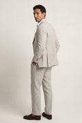 Sand Beige Notch Lapel Tailored Two Piece Suit with Slim Cropped Trousers - Photo 10