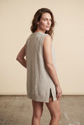 Sand Beige Sleeveless V-neck Cardigan Dress with Pocket - Sleeveless cardigan - Photo 2