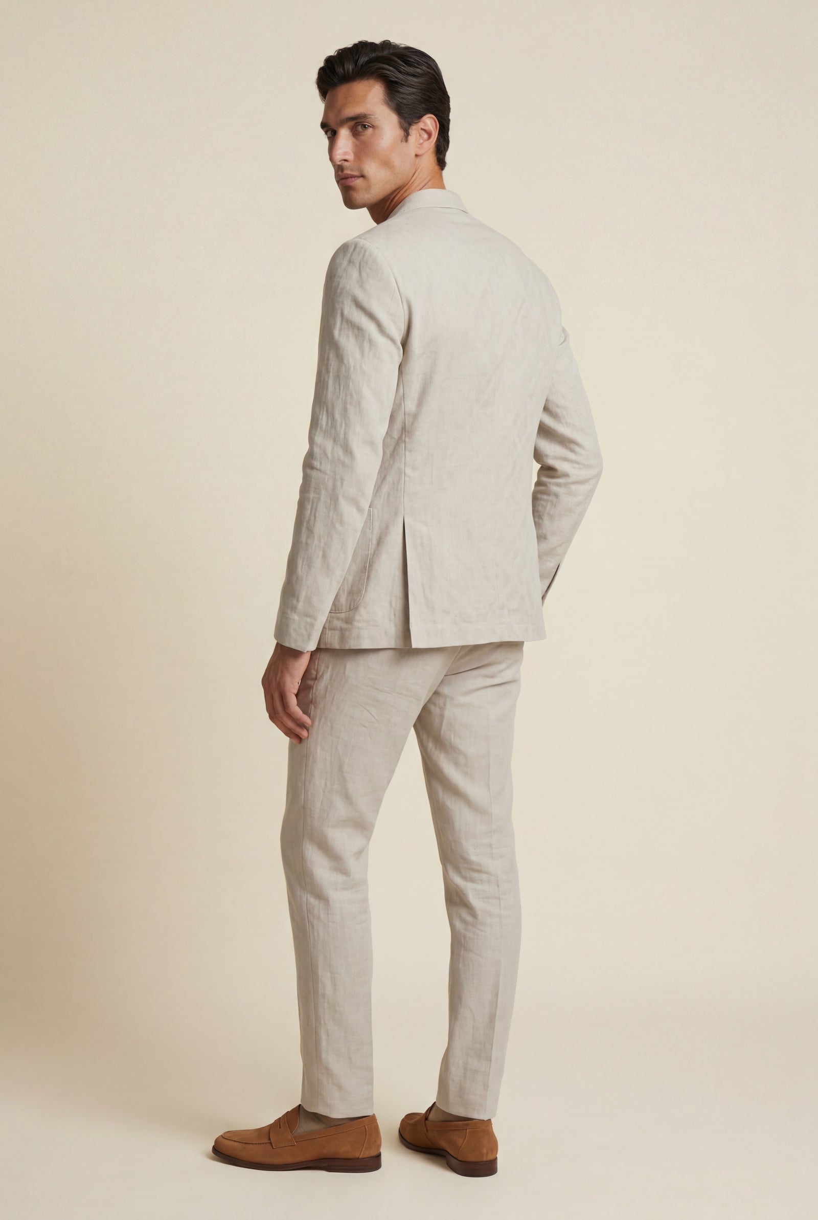 Sand Beige Textured Sand Beige Single-breasted Suit Jacket - Men's suit jackets - Photo 2