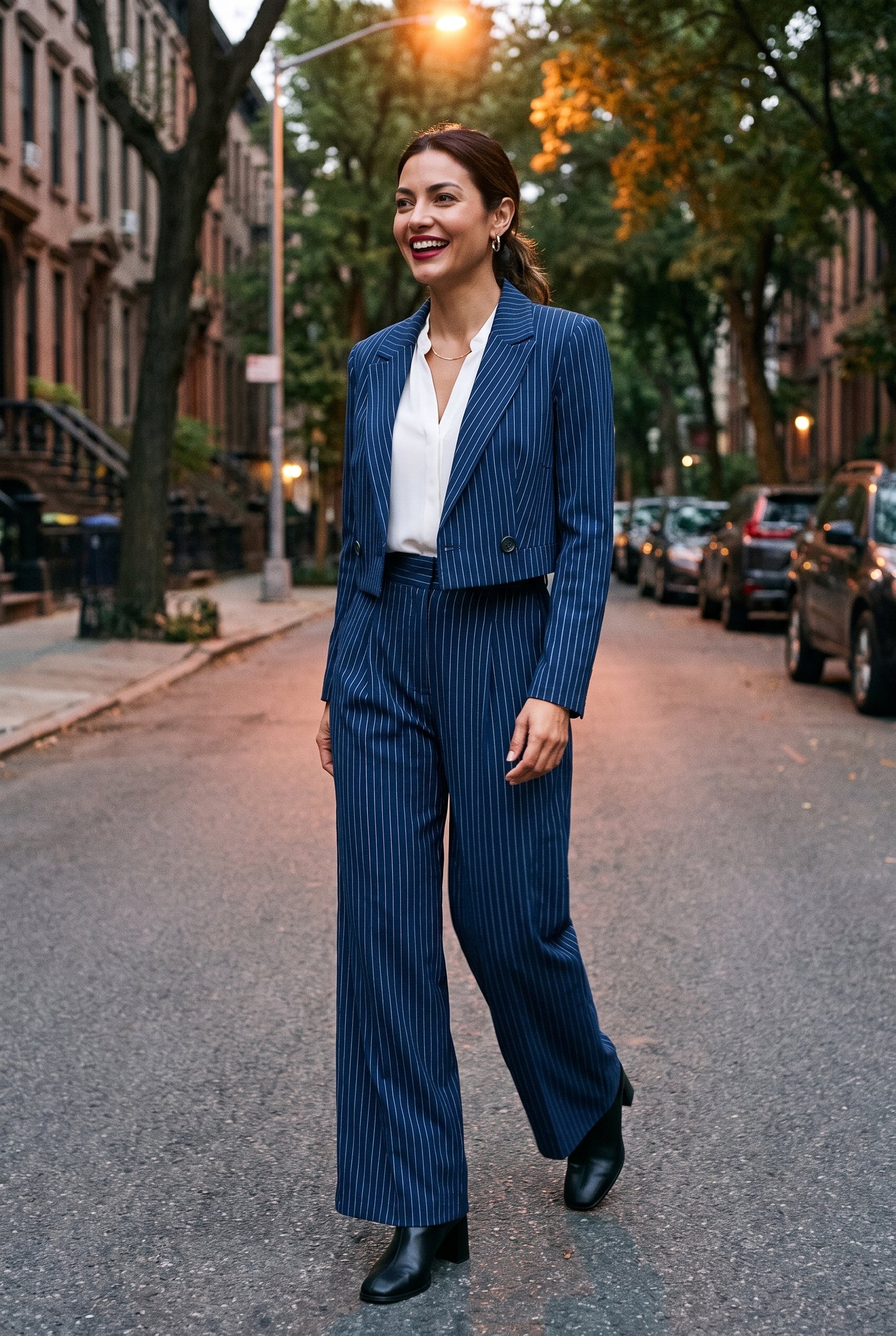Women's Blazer Set Cropped in Sapphire Blue — blazer lifestyle