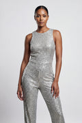Silver High Neck Wide-leg Formal Jumpsuit - Photo 2