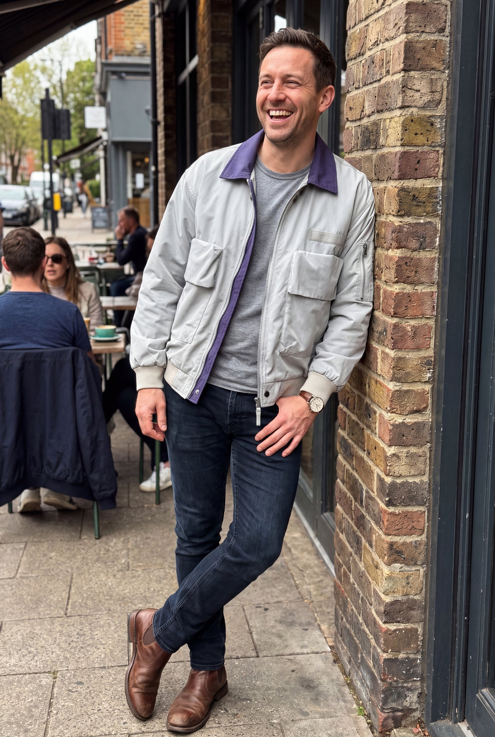 Men's Trucker Jacket Windproof Waterproof in Silver — secondary ugc
