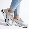 Metallic Panel Chunky Animal Print Walking Sneakers - Photo 2