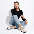 Metallic Panel Chunky Animal Print Walking Sneakers - Photo 4