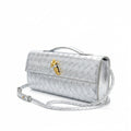 Silver Metallic Structured Clutch Shoulder Bag - Clutch shoulder bags - Photo 1