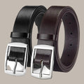 Black Rectangular Buckle Classic Dress Belt with Smooth Finish - Dress belts - Photo 4