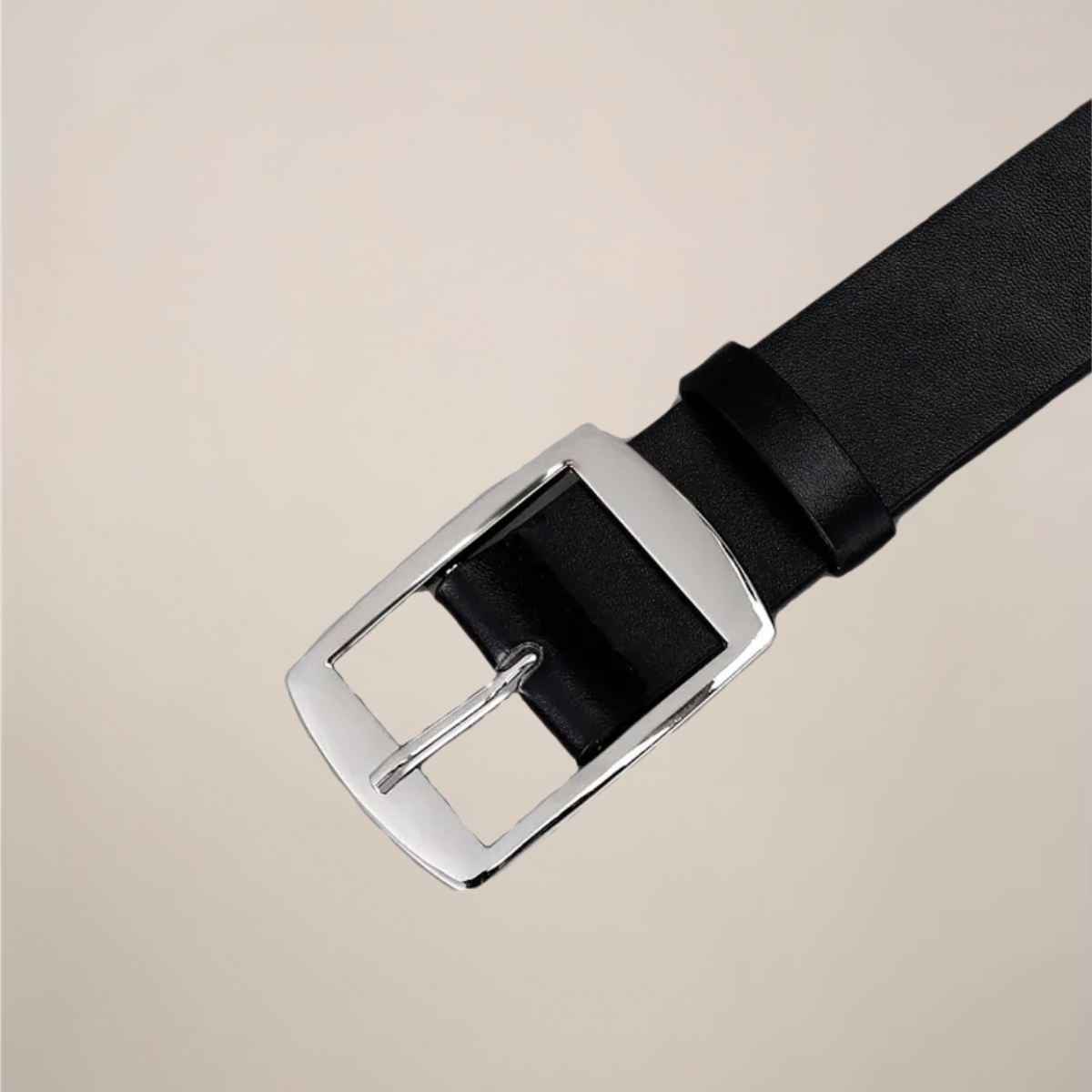 Black Rectangular Buckle Classic Dress Belt with Smooth Finish - Dress belts - Photo 7