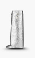 Silver Sculptural High Shaft Wedge Boots with Padlock Detail - High Shaft Boots - Photo 3