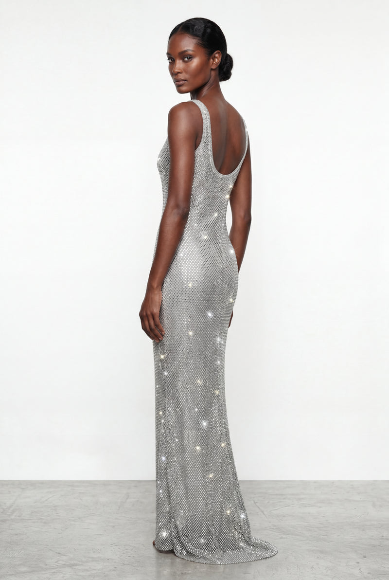 Silver Silver Bodycon Floor Length Maxi Dress - Photo 2
