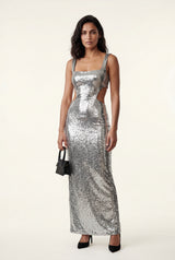 Silver Silver Cut-out Maxi Evening Dress - Sequin maxi dress - Photo 1