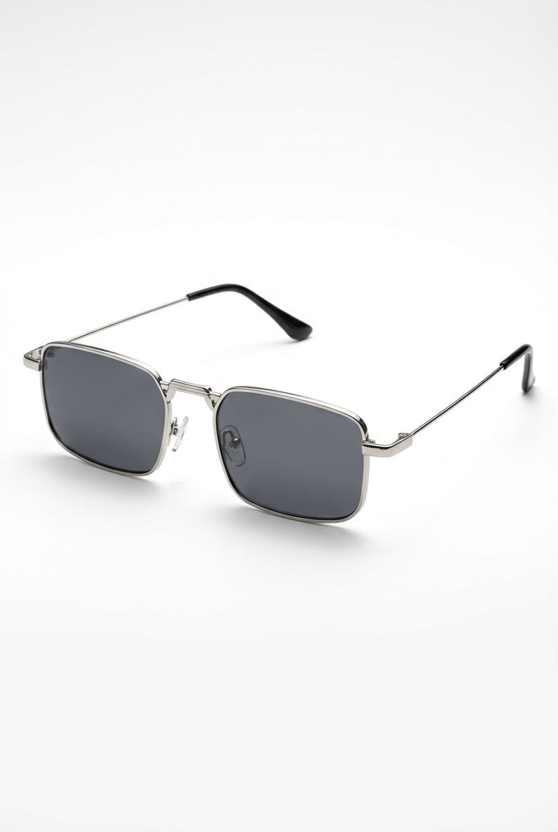 Silver Square Metal Frame Sunglasses with Adjustable Nose Pads - Photo 1