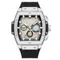 Silver Textured Dial Rectangular Chronograph Dress Watch - Chronograph dress watches - Photo 9