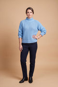 Women's Pullover High Collar in Sky Blue — studio front